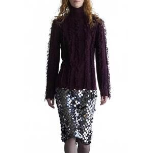 NEW ZANKOV nico shredded intarsia turtle top in pineau